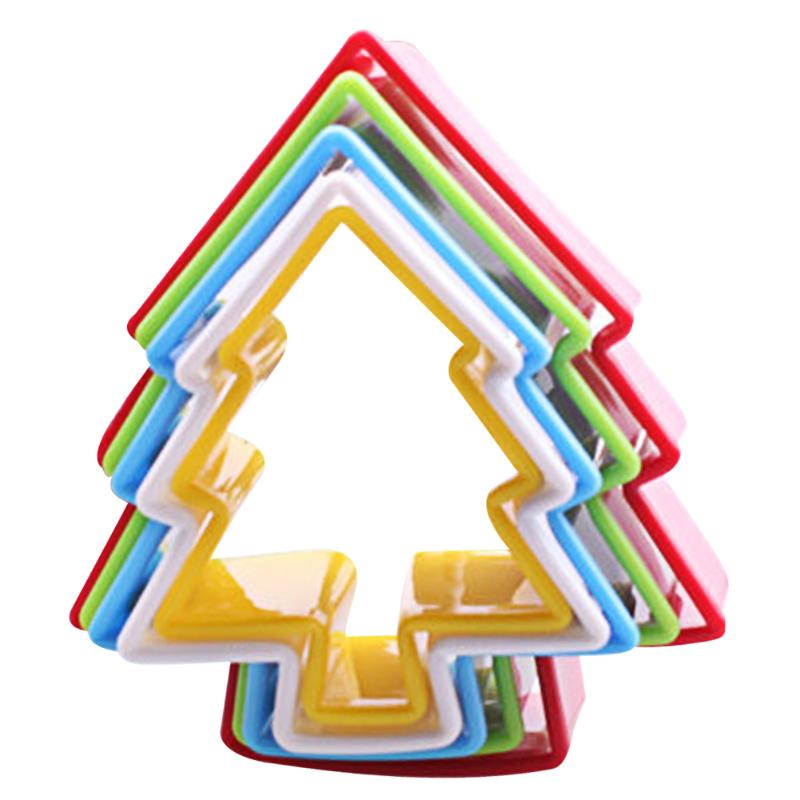 5pcs 3D Cookie Mold Cutter Cake Biscuit Mal Kerstboom Ronde Hart Bloem Fondant Cutter Bakken Taart Decoreren Gereedschap: g