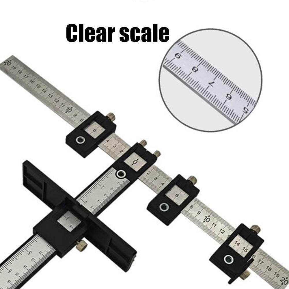 Verstelbare Punch Locator Kast Hardware Jig Boor Gids Hout Boren Template Tool Met Inch En Metrische Schaal Voor Lade #35