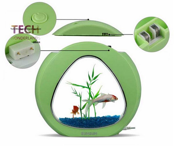 SUNSUN-Acuario acrílico ecológico, pecera de oficina, filtro de integración de acuario , sistema de luz LED, YA-02 de gran tamaño