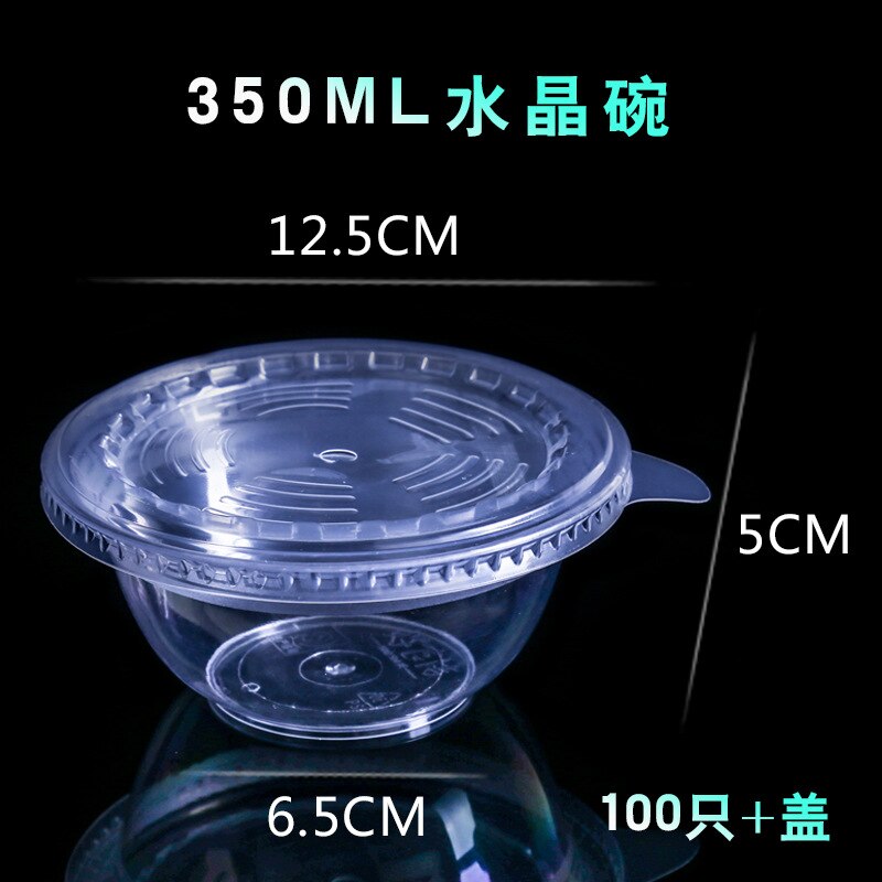 Wegwerp Kommen En Eetstokjes Ps Dikke Plastic Kom Luchtvaart Crystal Transparante Kom Set Servies Bruiloft Bruiloft Banqu: 350ml Crystal Bowl   Lid  100 Pieces Loaded  