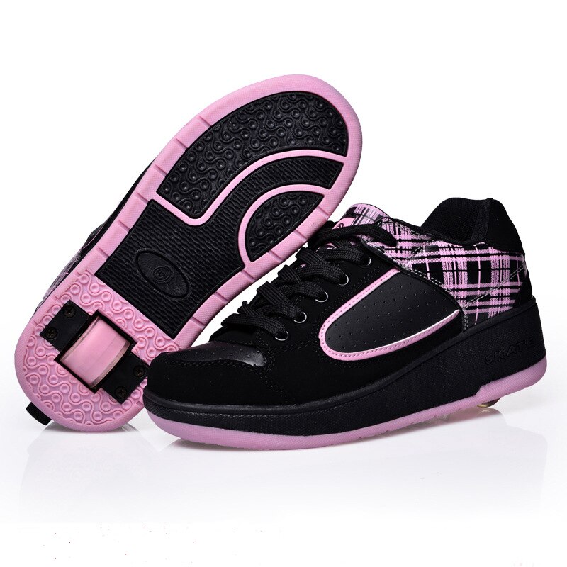 Barn flickor sneakers med hjulskor barn skateskor pojkar flickor automatiska jazziga blinkande klackskor sport zapatillas