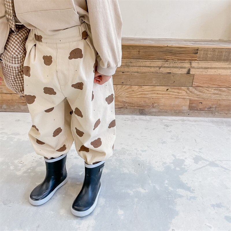 Herten Jonmi 2022 Lente Kinderen Cartoon Gedrukt Broek Koreaanse Stijl Katoen Casual Kinderen Haren Broek