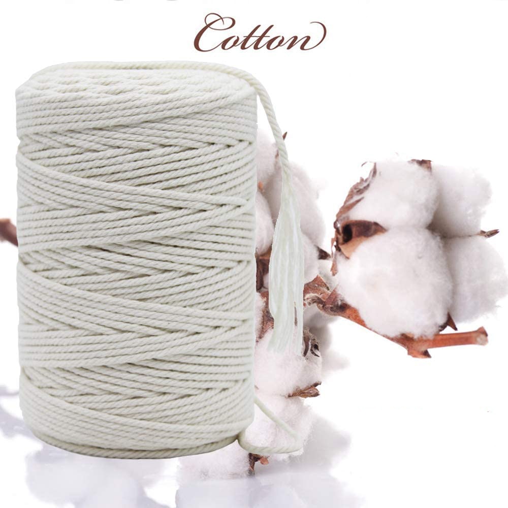 3mm-10mm beige bomuldssnor reb flettet rund macrame reb snor naturlig bomuldssnor til gør-det-selv hjem bryllup håndlavet tilbehør