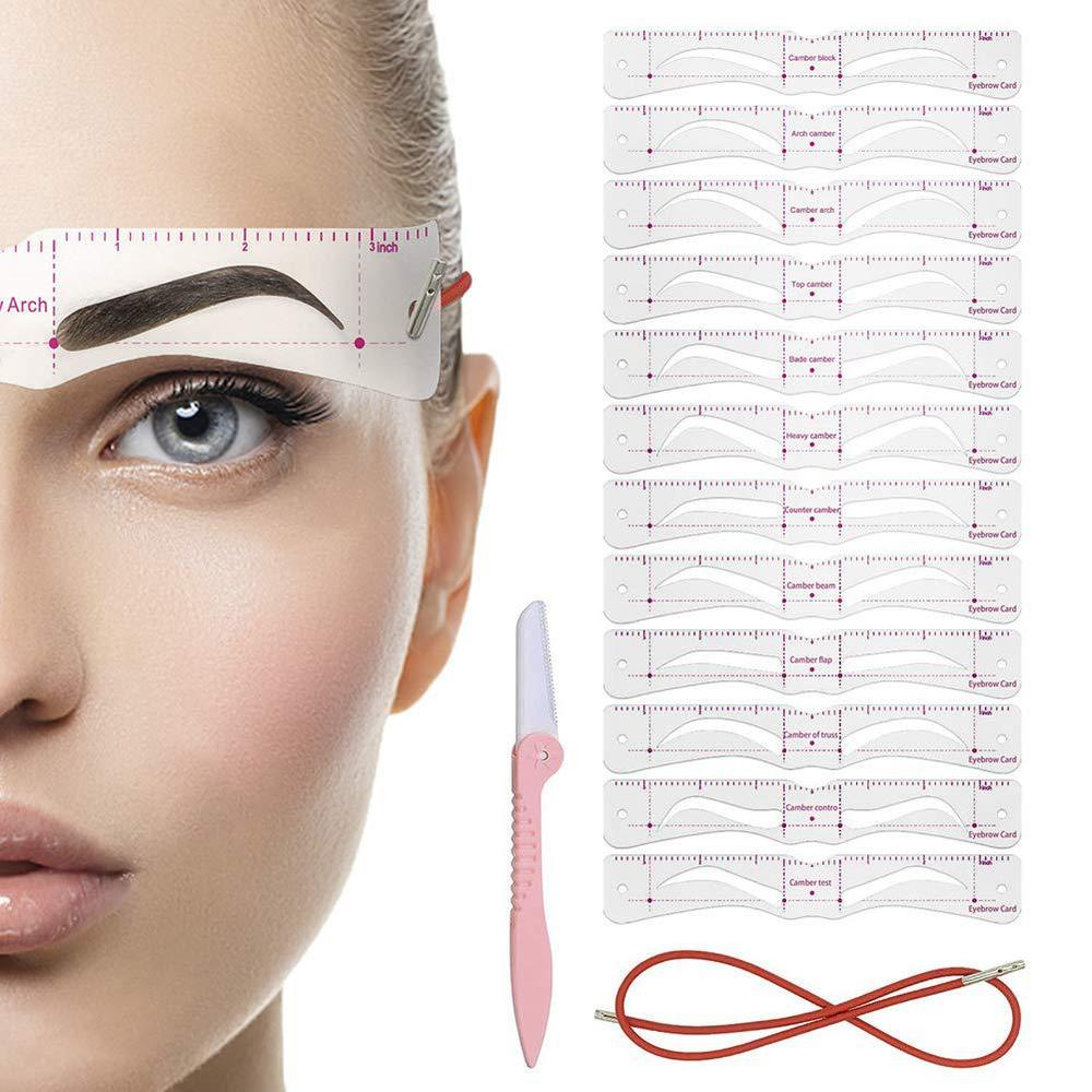 12 unids/set plantillas de cejas reutilizables de cejas de dibujo DIY guía modelado de estilo aseo tarjeta plantilla fácil herramienta de maquillaje
