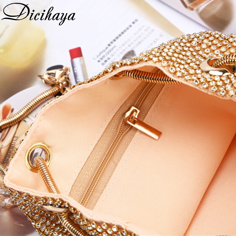 DICIHAYA-Bolso de hombro pequeño para mujer, bolsa de mano para de boda, de noche, de lujo, tipo cubo, con diamantes