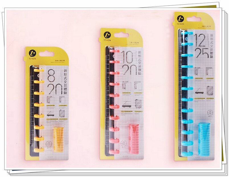KW-trio Disc Binding Ring Ruler Fixture Accessories DIY T-Mushroom Hole Loose Notebook Notepad Binder Office Home School