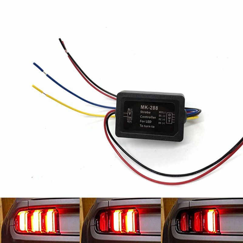 Pair 3-step Sequential Flow Semi Dynamic Chase Flash Tail Light Module Boxes Car