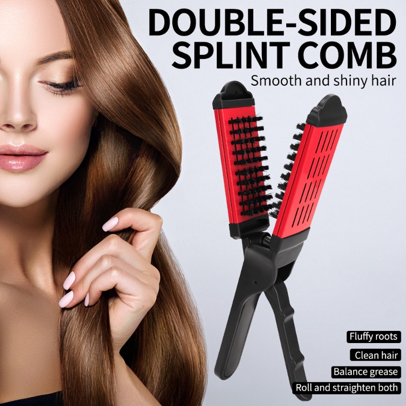 Peine de férula en forma de V, herramientas de peinado, cepillo plano, cerdas de nailon, cepillo de doble cara para todo tipo de cabello, 1 ud.