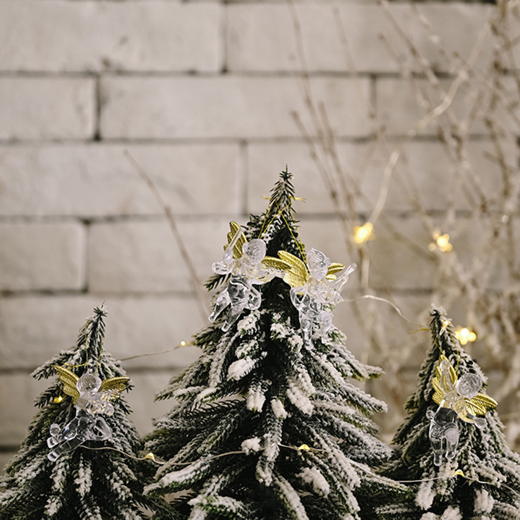 Christmas Transparent Angel Pendant Mini Acrylic Angel Hanging Ornaments Christmas Decorations Window Scene Arrangement