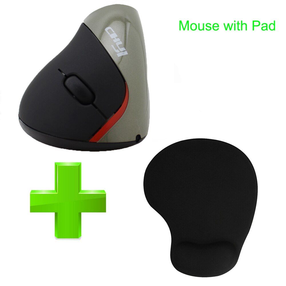 CHYI Wireless Vertical Mouse Ergonomic 1600DPI Optical Muase Rechargeable USB Computer Mice With Mouse Pad For Laptop Gamer PC: Gray Mouse And pad