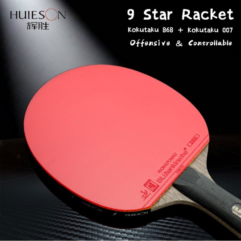 Huieson raquette de Tennis de Table professionnelle 9 étoiles raquette de Ping-Pong 7 plis Arylate carbone lame de Ping-Pong caoutchouc collant