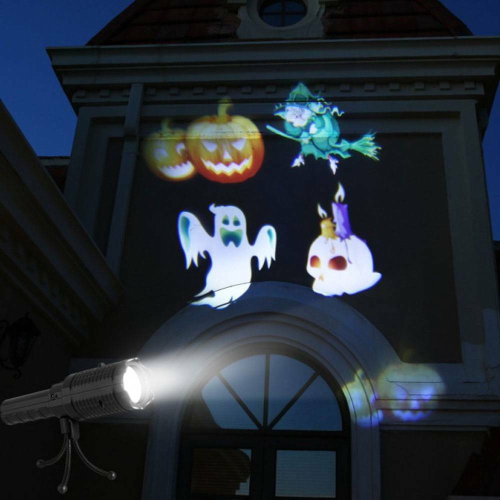 12 Pattern Flashlight Christmas Projection Lamp White snowflake Film Projection Lamp Christmas Party Atmosphere