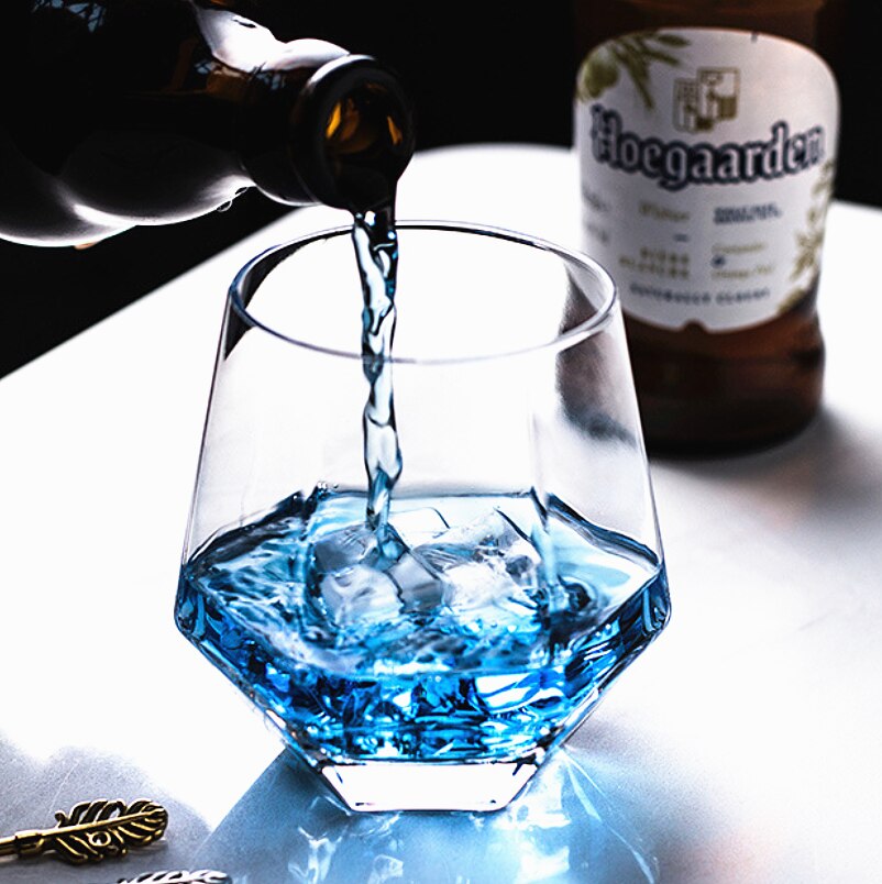 European Style Drinking Vessel Hexagonal Crystal Glass Household Whisky Red Wine Cup Beer Steins Simple Geometry Cups