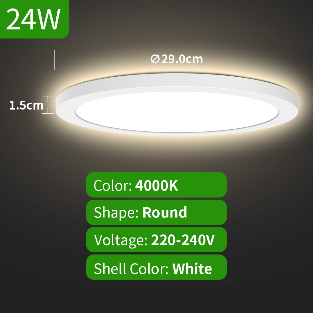 Led Plafond Verlichting 3CCT 18W 24W Moderne Opbouw Led-paneel Plafondlamp Voor Woonkamer Verlichting Armatuur: 24W 4000K Round