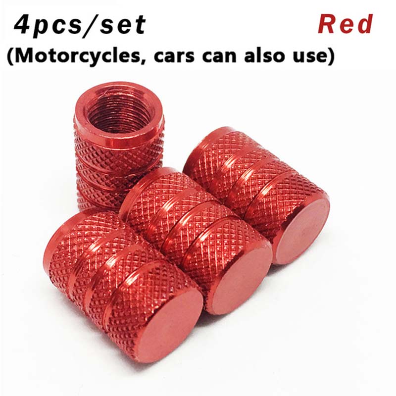 4Pcs Air Valve Cap Bike Wheel Tire Covered for Bicycle Motorcycle Car Universal Tube Tyre American Style Cap Cycling Accessories: Red