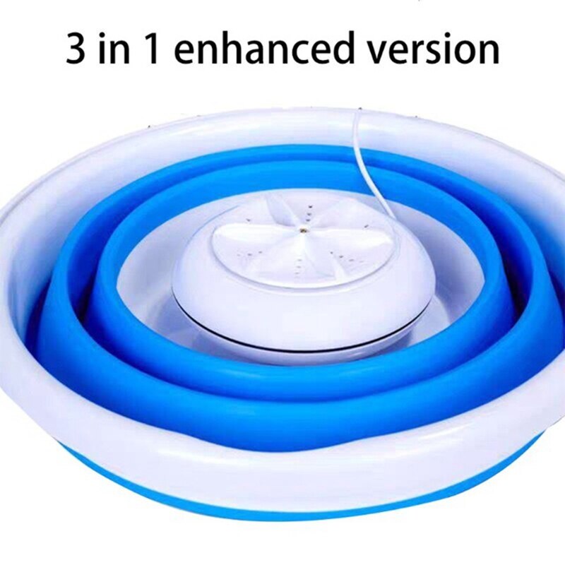 Foldable Mini Washing Machine Rotating Ultrasonic Turbines Washer USB Charging Laundry Clothes Cleaner for Travel