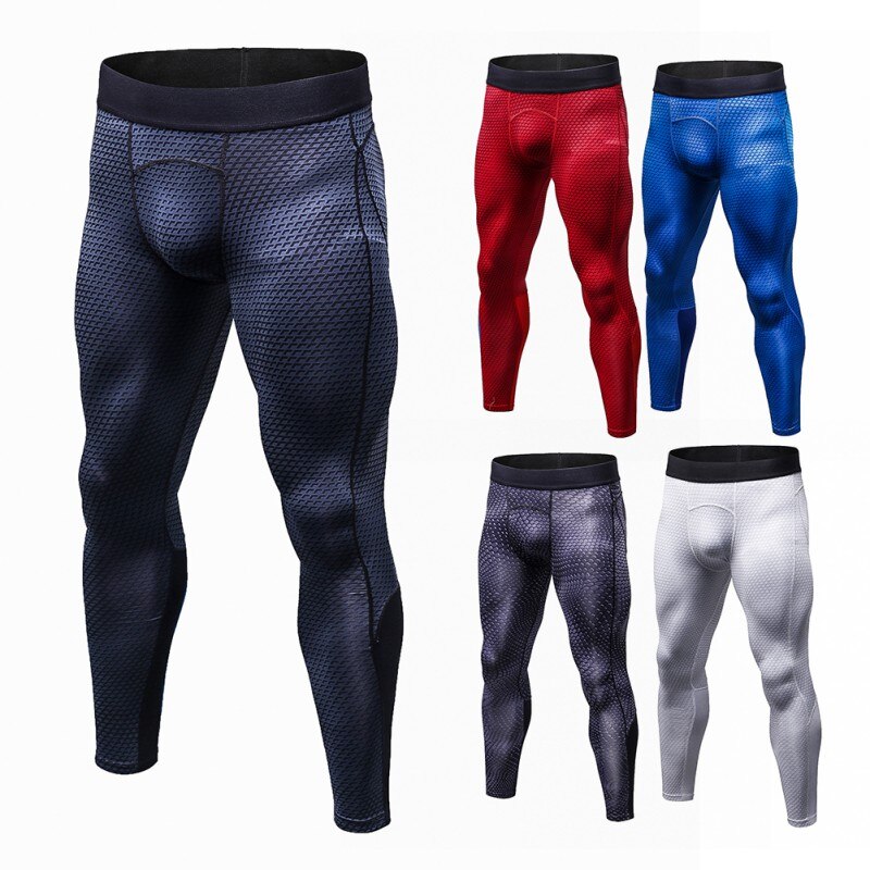 Mænd fitness kompression bukser leggings sports leggings løb hurtig tør sportstøj bukser fitness trænings bukser fitness tights