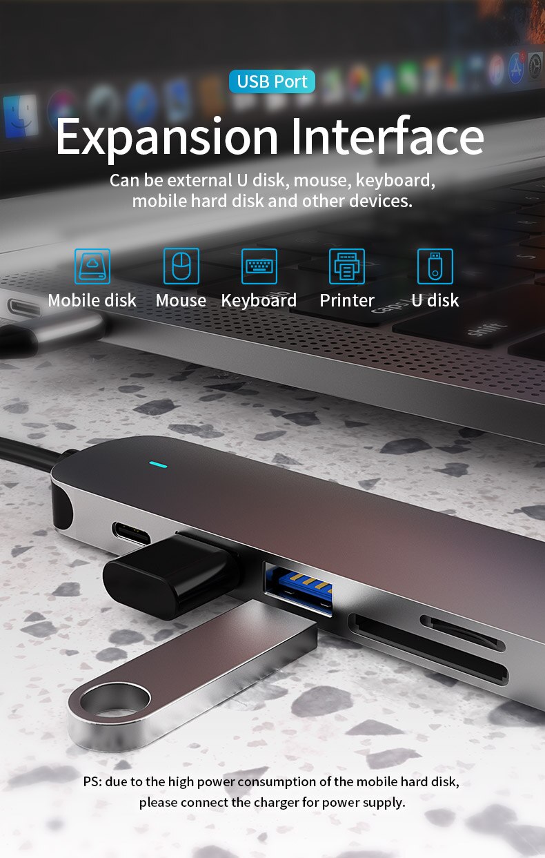 Usb C Hub Docking Station Aluminium Type C Naar USB3.0 4K Hdmi Sd Pd Tf Voor Macbook Pro hp Dell Oppervlak Lenovo Samsung