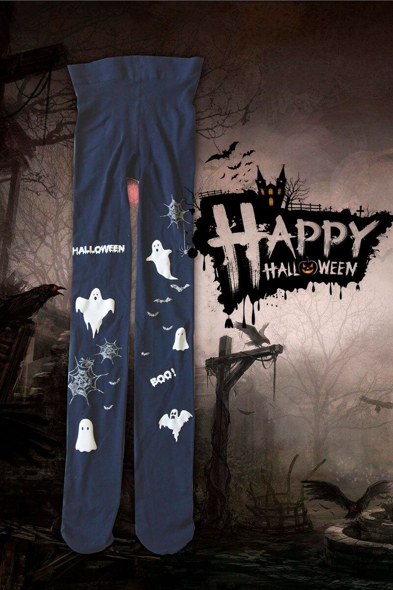 Medias góticas para mujer y niña, medias de alta elasticidad, vestido de bruja de Halloween, medias largas: Dark blue