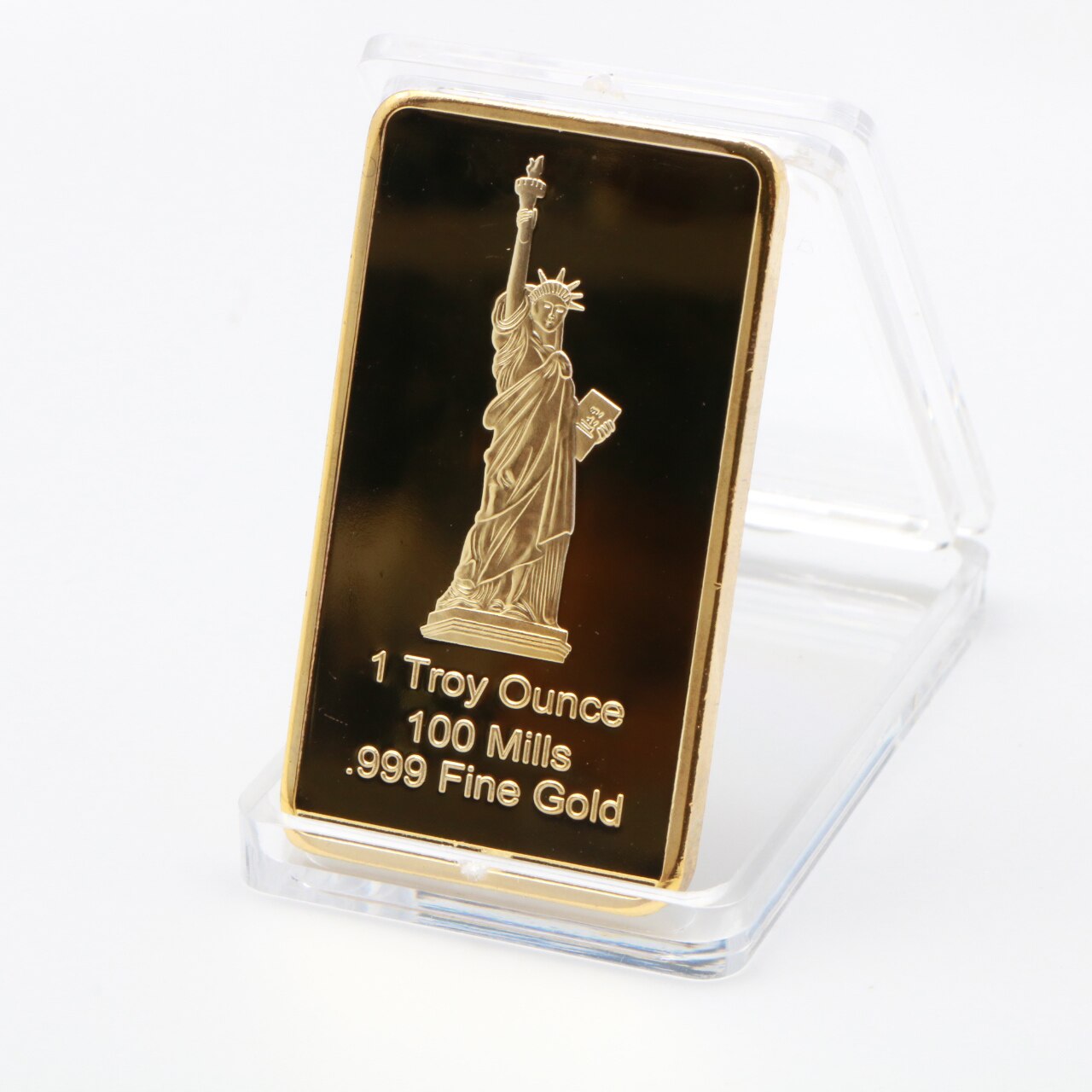 US Totem Freedom Eagle Rectangular Gold Plated Bar USA Statue of Liberty Metal Token Memorial Bullion Bar Collection