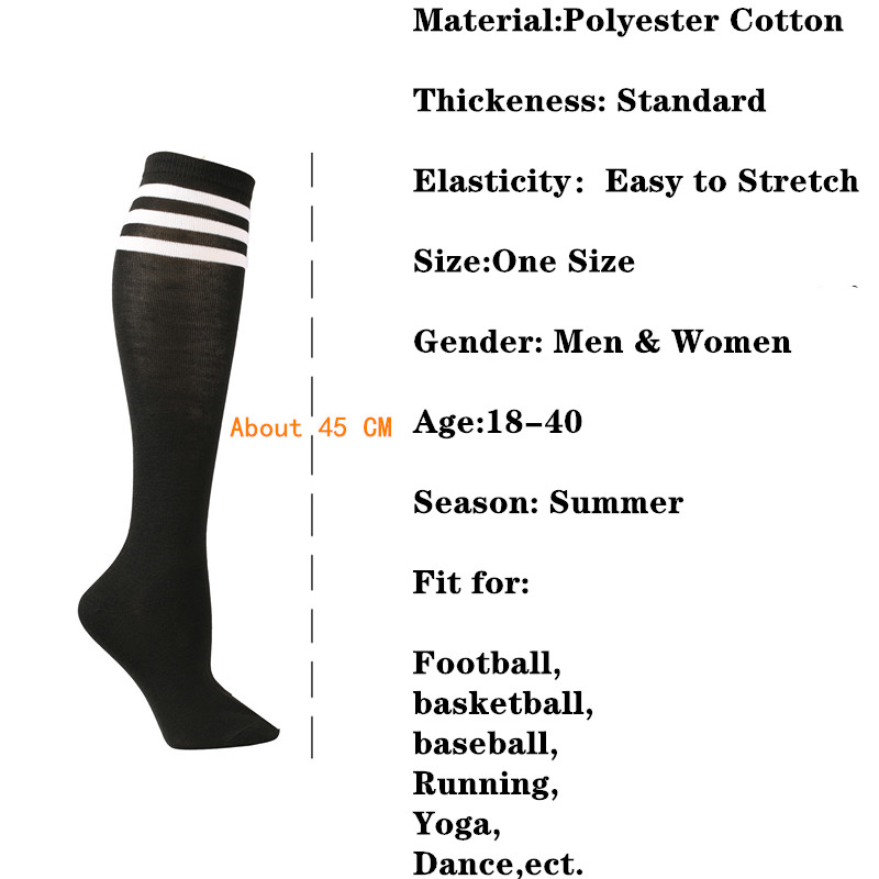 Långa kompressionsstrumpor halkfria tubstrumpor fotboll unisex knähöga strumpor strumpor randiga fotbollsstrumpor löparsportstrumpor