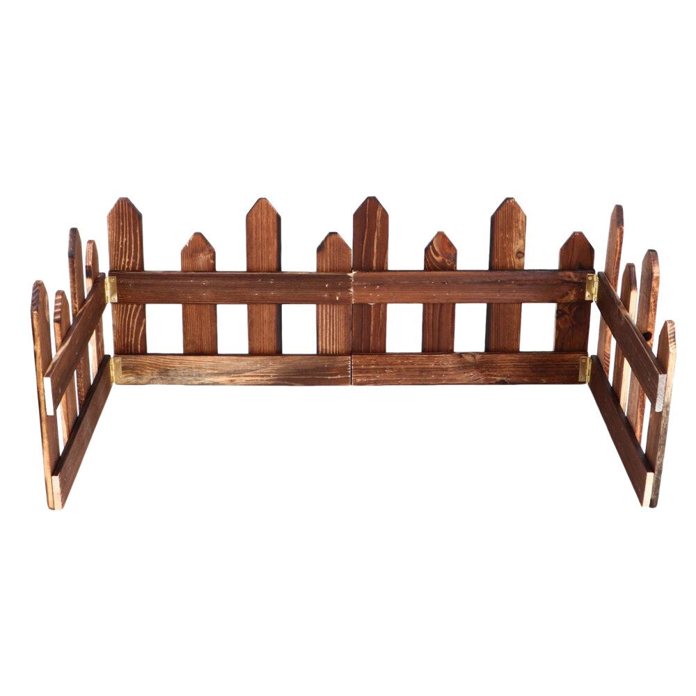 1 Set Wooden Fencing Anti-corrosive Carbonized Patio Courtyard Wood Fence