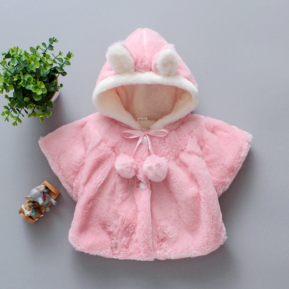 Autumn and winter clothing children's cotton padded clothes girls spring wool sweater cloak cloak jacket 80cm pink