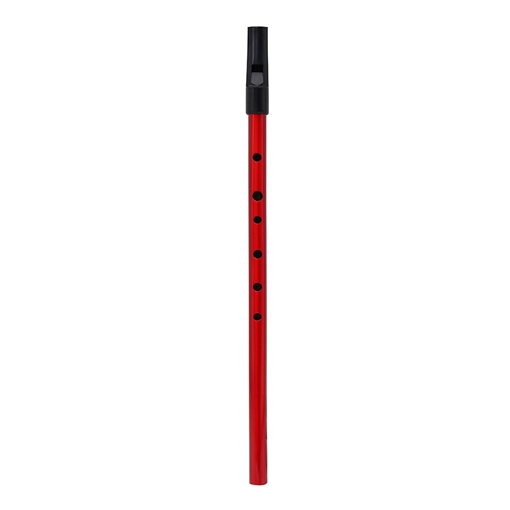 D-key tin fløjte metal irske farverige fløjter 6 tone huller bærbare med miljøvenlig harpiks mundstykke: Rød