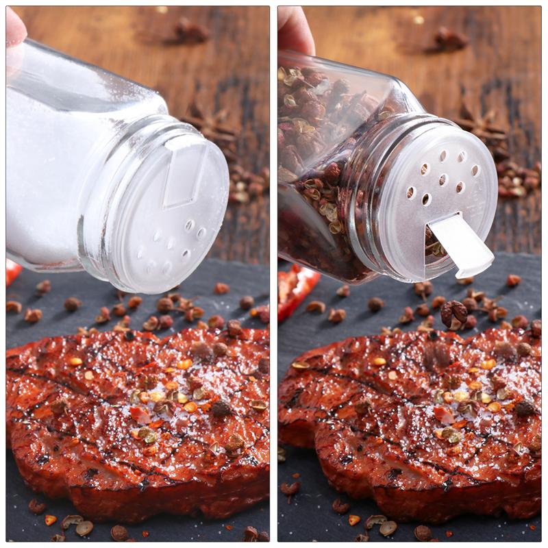 12 Uds. Tarros para especias, recipientes cuadrados de vidrio, botella para condimentos, botellas de cocina y exteriores para acampar, envases para condimentos con tapa