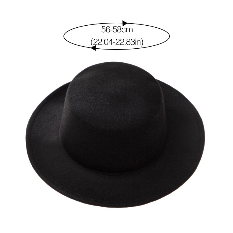 Women&#39;s Fedoras Hats Classic Solid Color Felt Vintage Wide Brim Simple Church Derby Flat Top Hat