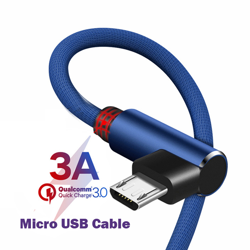 3A Micro USB Kabel 90 grad Schnelle Ladegerät Für Samsung S6 Huawei Xiaomi Android Telefon Microusb Laden Daten USB kabel