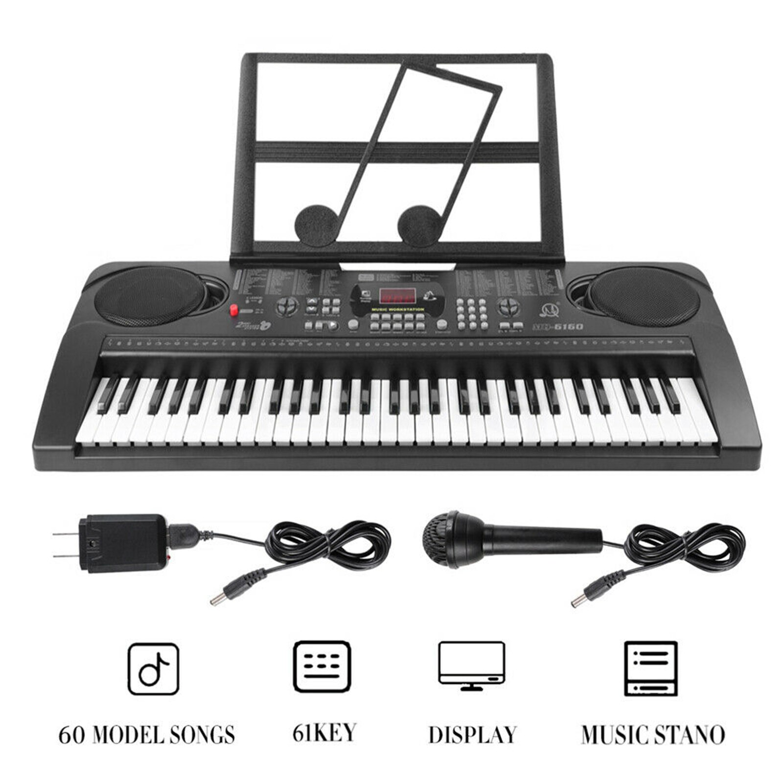 61 Keys Electronic Piano Keyboard Organ with Micorphone Music Keyboard Instrument with Music Stand Birthday for Kids