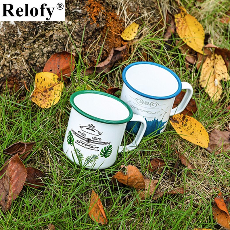 270ml Outdoor Camp Enamel Beer Mug Home Accommodation Wine Cup Coffee Thickers Mugs Family Juice Water Drinking Beverage Utensil