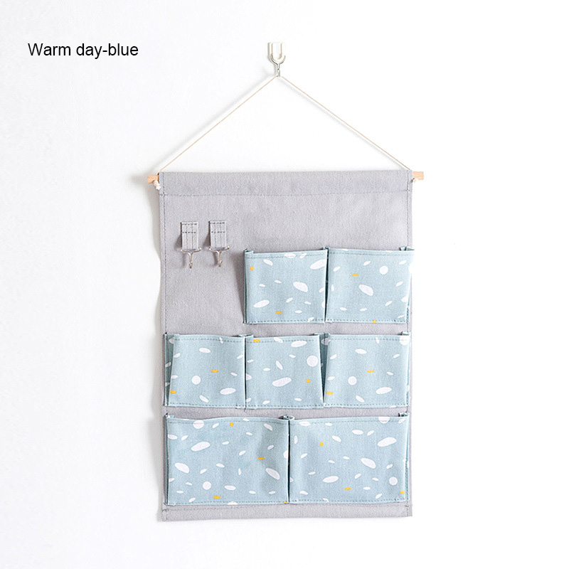 7 Pockets Cotton Wall Mounted Storage Bag Home Room Closet Door Sundries Clothes Hanging Bag Holder Cosmetic Toys Organizer: 01