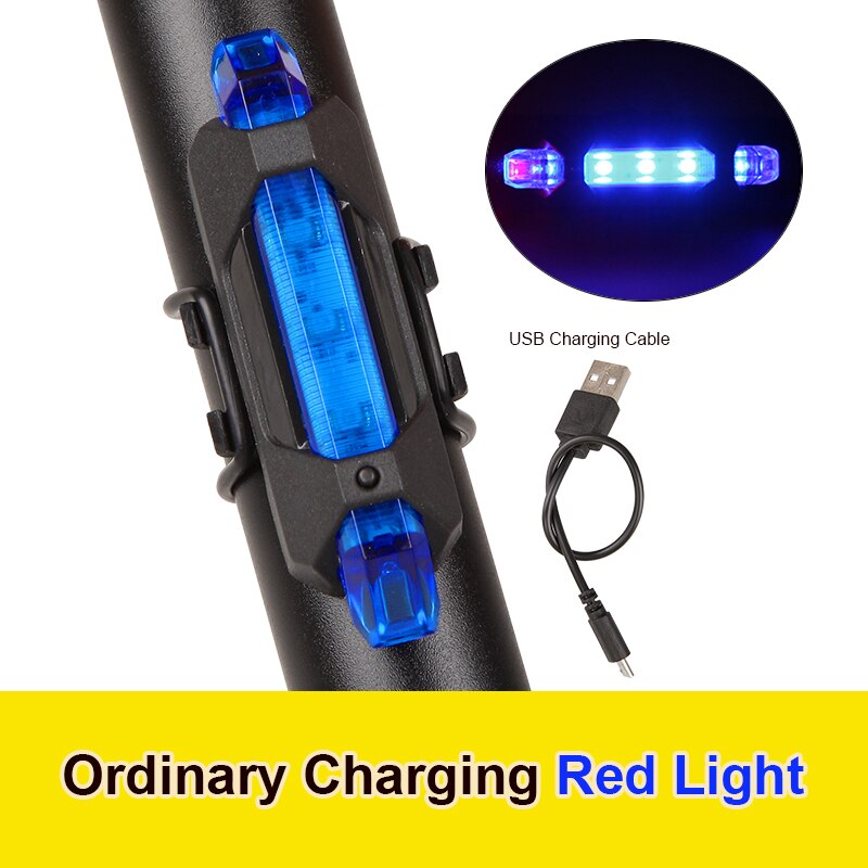 Fiets Licht Led Usb Oplaadbare Hoge Zichtbaarheid Luz Trasera Bicicleta Waterdichte Achterlichten Lamp Mtb Cycle Fiets Accessoires: blue A