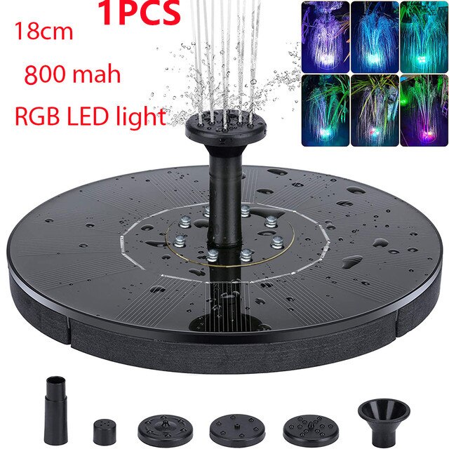Mini Solar Water Fountain Pool Waterfall Fountain Garden Decoration Outdoor Bird Bath Solar Powered Floating Water Courtyard: 18cm