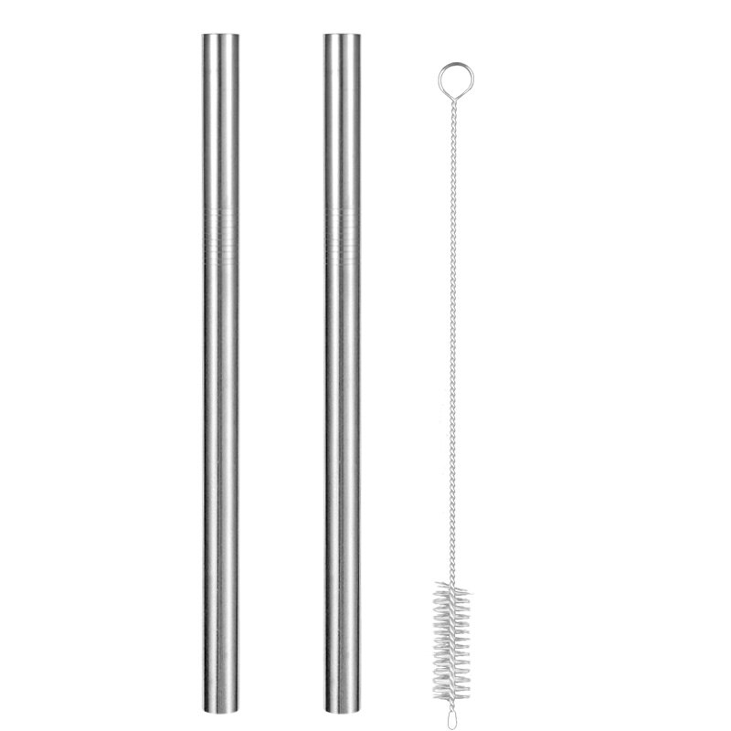 3Pcs Extra Wide Straw Reusable Stainless Steel Drinking Straw Metal Straw For Smoothies Tapioca Pearls Milk Tea Juice Bar Tools: silver