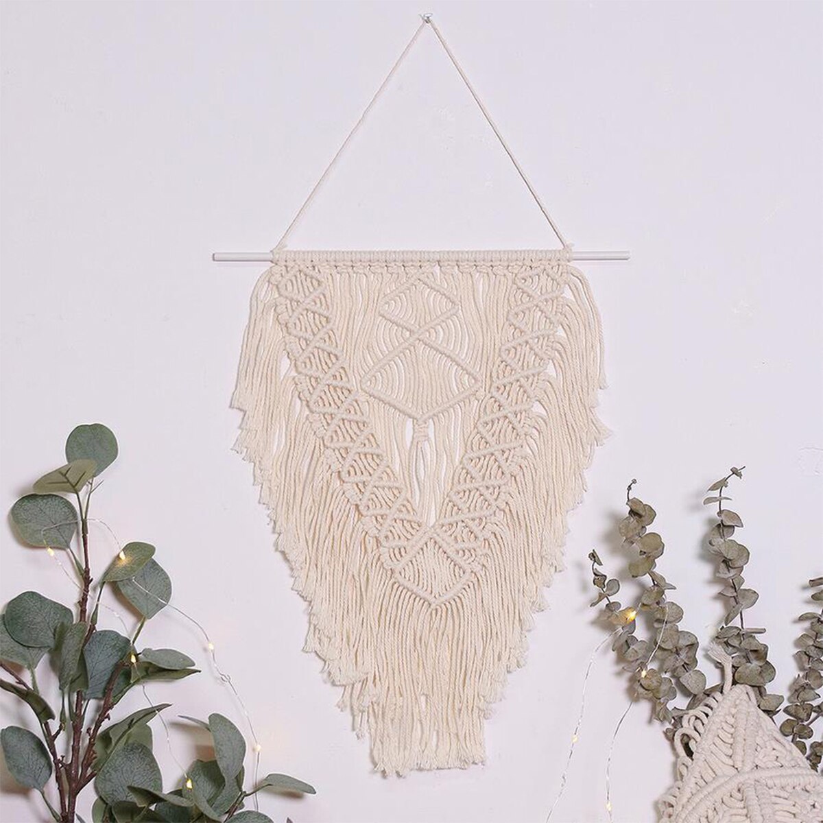 Tenture murale tissée en macramé, tapisserie d'art géométrique pour maison de ferme bohème pour chambre à coucher et salon