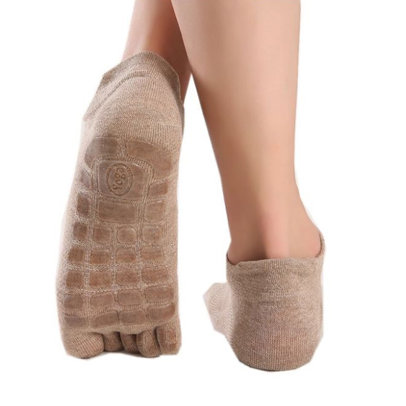 1 par män yoga strumpor herr halkfritt grepp fem tå bomull pilates strumpor svettabsorberande andas för gym fitness dans bar