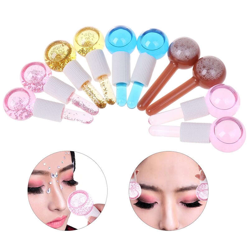 1 Paar Crystal Ijshockey Energie Massage Gezicht Schoonheid Eye Massager Ijs Globes Beauty Bal Ogen Schoonheid Roller Water Wave bal
