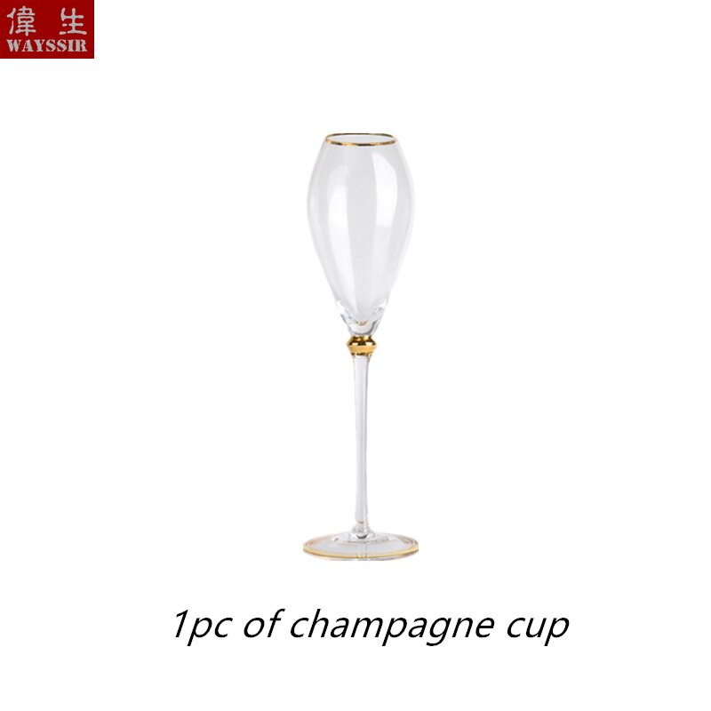 Palatsstil champagne kristallglas kopp bröllop rostningsfest guld linje ädelvin kopp dekoration cocktail dricka: 1pc champagnekoppar