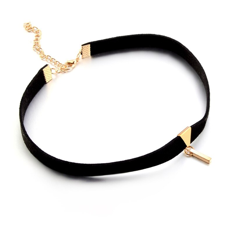Women Choker Necklace Faux Leather Alloy Choker Chain Choker Collar Women's Neck Chain Retro Clavicle Choker: Golden A