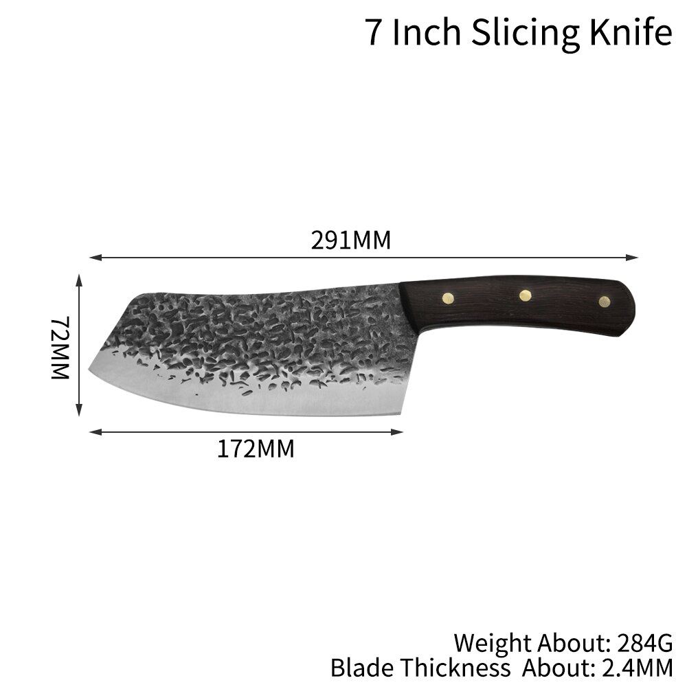 Forged Kitchen Knives High Carbon Steel Handmade Hammered Fixed Blade Chef Knives Chinese Cleaver Slicing Meat Cooking Tools: E