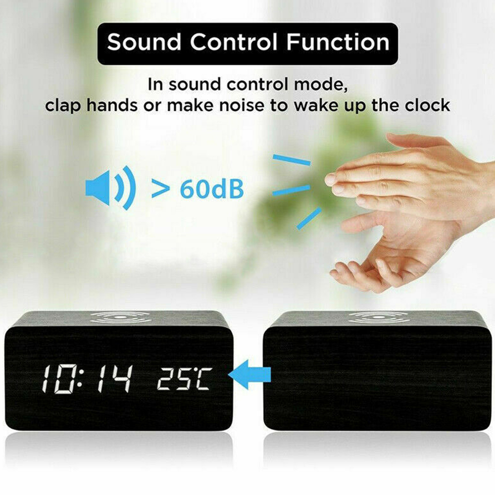 Multifunctionele Draadloze Opladen Klok Led Elektrische Digitale Wekker Qi Draadloze Telefoon Oplader Usb Klok Home Decor
