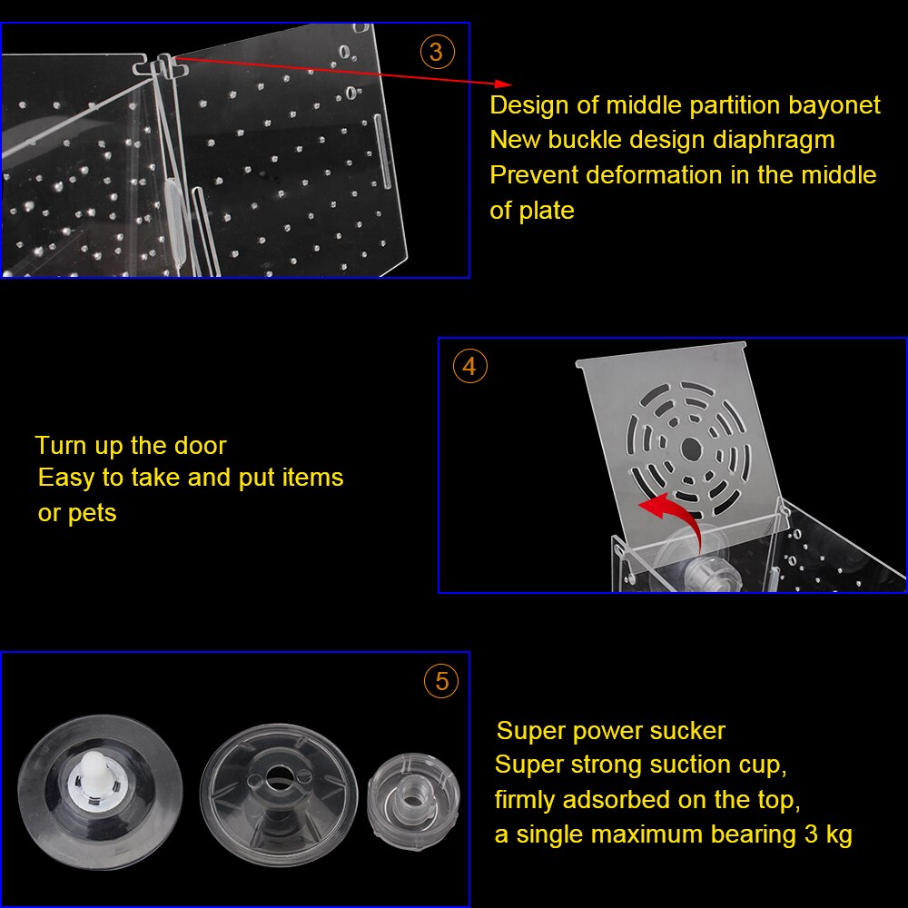 Acrylic Tropical Fish Breeding Box Production Box Fish Tank Aquarium Box 10X10X10CM Small Fish Isolation Net Aquarium Supplies