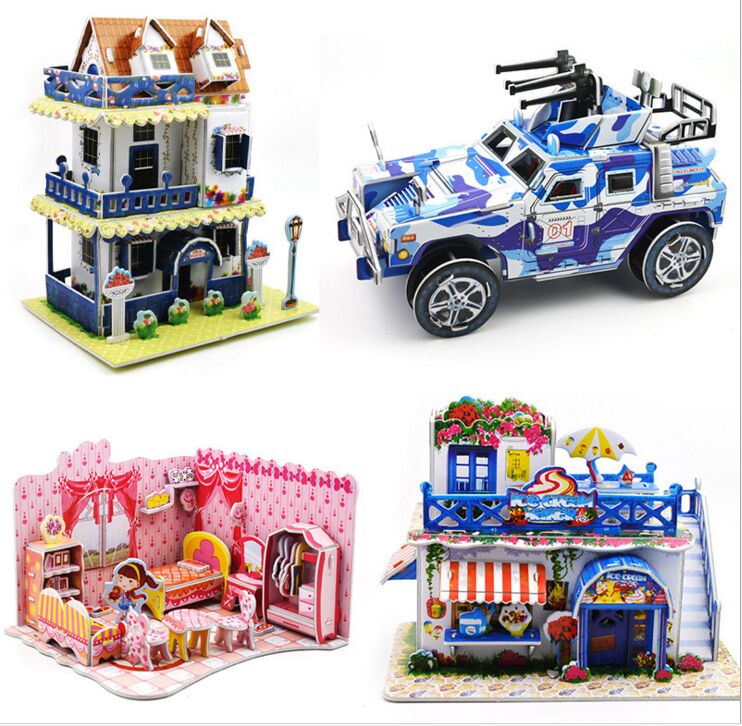 3D Puzzle DIY Puzzle giocattolo Del Bambino Del Capretto apprendimento Precoce Castello Costruzione modello regalo Bambini Case Di Puzzle Learning Education Puzz