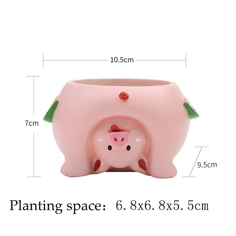 Sarjakuva luonnonhartsi kukkaruukku nverted eläinten lihakasvi kukkaruukku maljakko söpö puutarha kotitoimiston koristelu: Sika