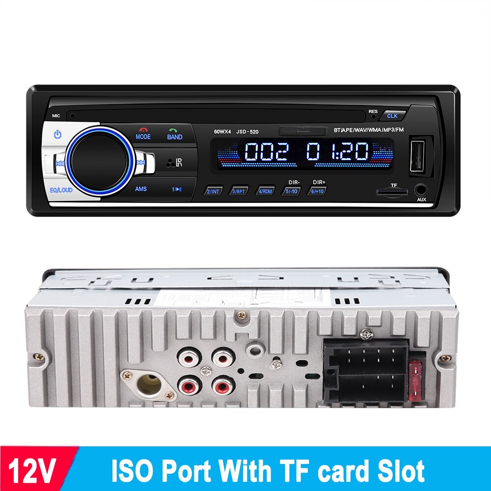 12-24V Autoradio JSD 520 Stereo 1 Lärm Auto Radio Bluetooth Fm Aux Eingang Empfänger Auto Lkw Audio- SD Usb Mp3 Mmc Wma Freisprecheinrichtung: ISO Pro TF Karte
