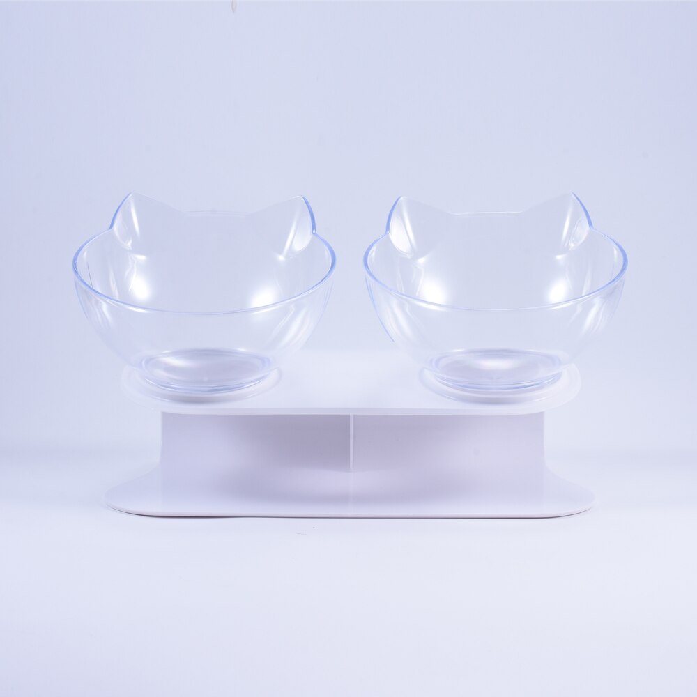 Bol à chien Double bol pour chat antidérapant avec support pour animaux de compagnie bol à eau pour chat nourriture pour chats bols pour animaux de compagnie pour chiens fournitures de produits d'alimentation: Transparent Double