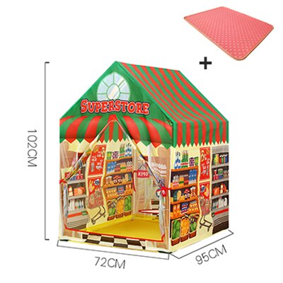 Kids toys tents Foldable Portable Boy Girl Princess Castle Indoor Outdoor Play Tents play mat Rug Playhouse For Child Best: red tent with mat